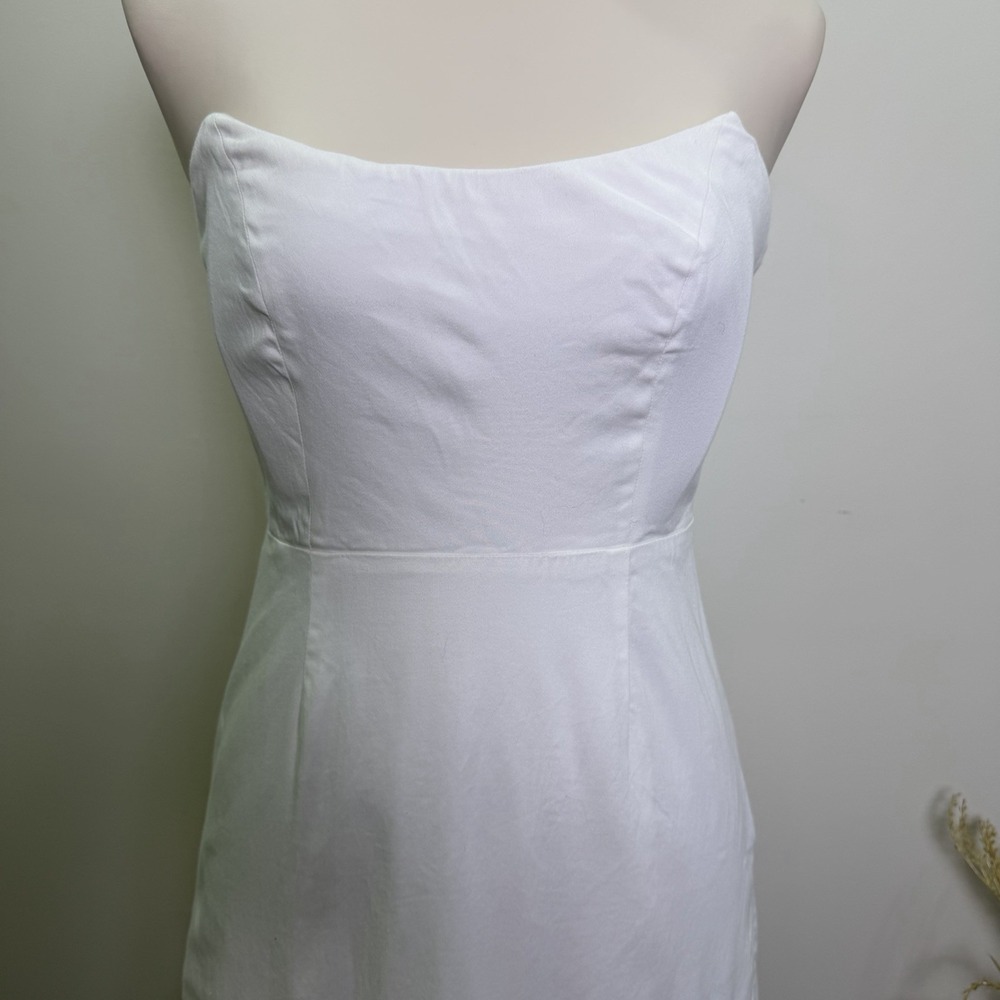 BHLDN by Anthropologie Size XS White Strapless Dress 3D Floral - Picture 2 of 11